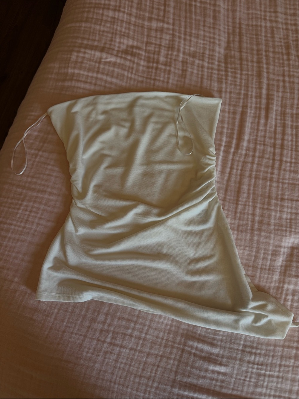 BDG Strapless White Asymmetrical Top